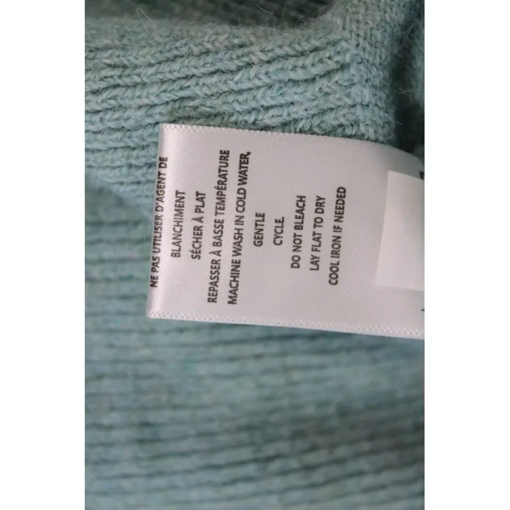 Renuar Womens Knitted Long Sleeve Ribbed Hem V-Neck Sweater Blue Size 1X
